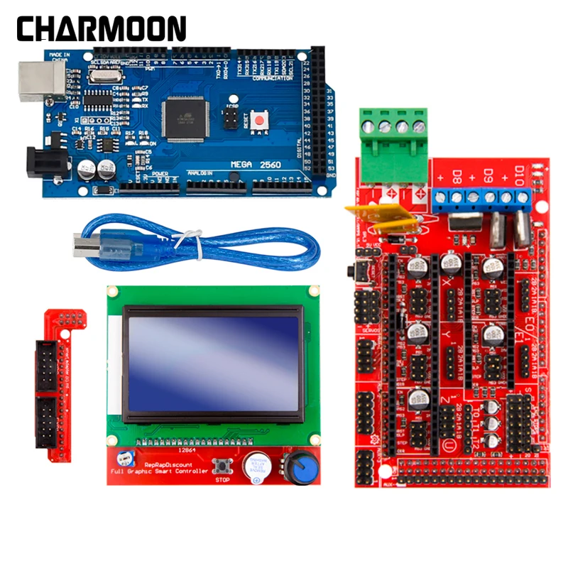 Запчасти для 3D-принтера Great Mega 2560 R3 Mega2560 REV3 + контроллер RAMPS 1 4 ЖК-дисплей RAMPS1.4 12864