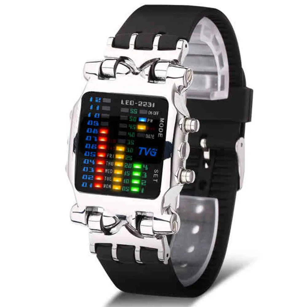 Бинарные многофункциональные Краб часы тренд модные светящиеся