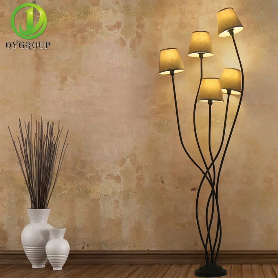 5 головок модный торшер с коричневым E14 абажур элегантный филиал Lampstand напольное