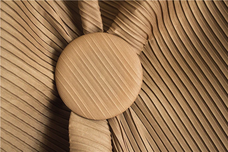 Miyake модное платье на запястье с коротким рукавом, с блестками, с круглым вырезом, со складками, на пуговицах, прямое платье