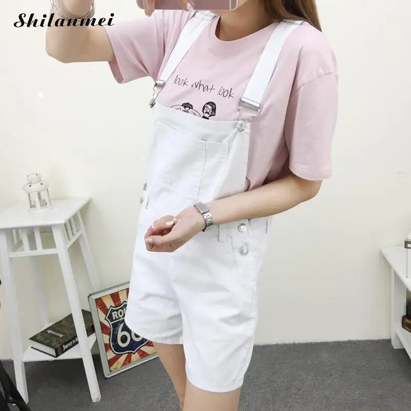 Denim Overalls Women Lovely Jumpsuits 2018 Summer Jeans Shorts Pink/white/black Overall Jumpsuit | Женская одежда