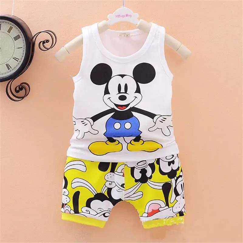 fashion baby boys girls Clothes set Kids Minnie Vest +short pant summer style sport suit Children Clothing cartoon mickey sets | Детская