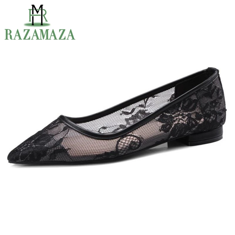 ZALAVOR/Женская обувь на плоской подошве с острым носком и кружевом Женская