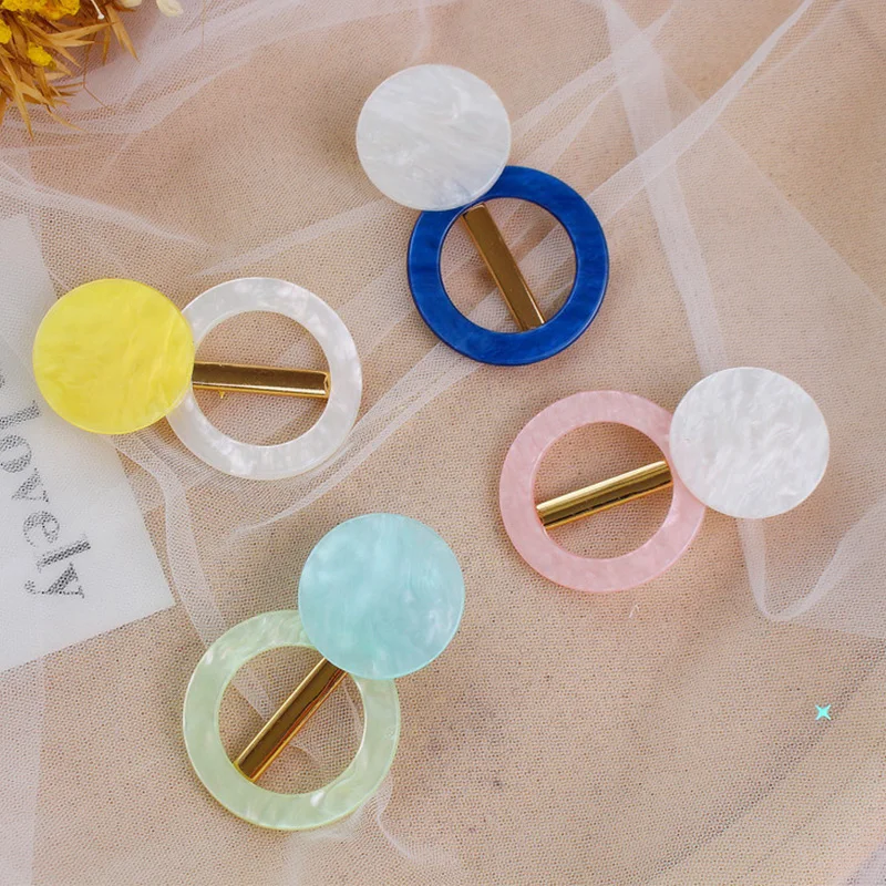 Женские круглые заколки для волос RE из акрила и уксусной кислоты цветные полые