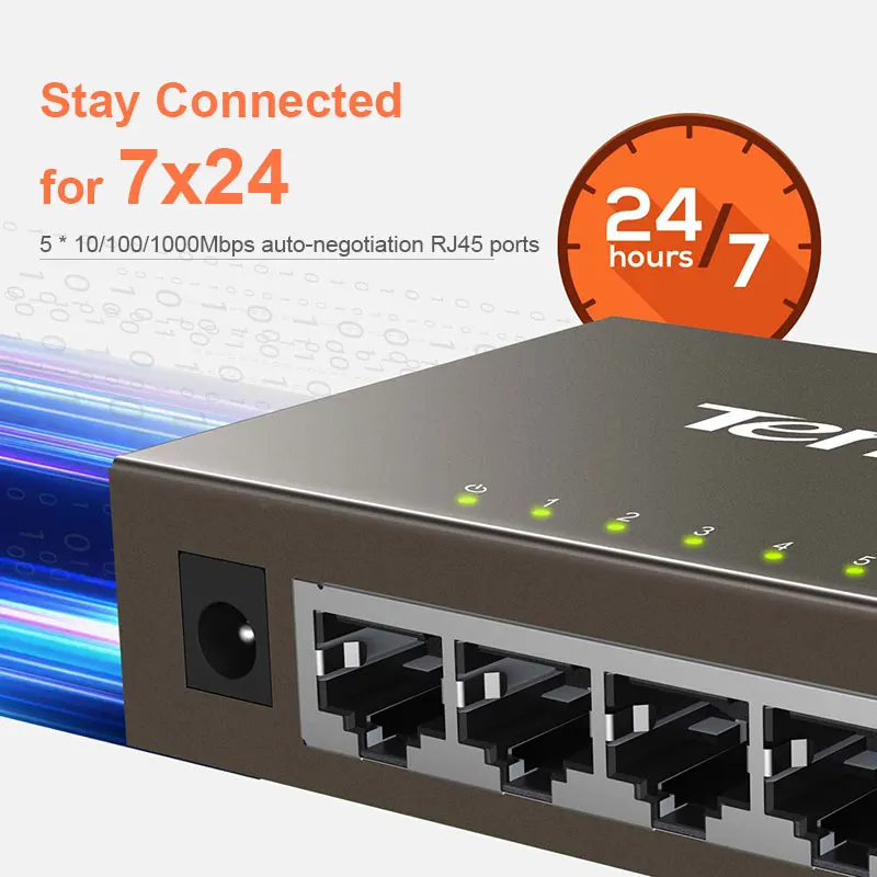 Коммутатор Tenda тега1005d с 5 портами 1000 м Gigabit Ethernet сетевые коммутаторы 10/100/1000 Мбит/с