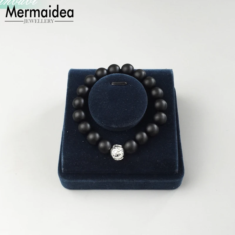 Black Dragon Beads Obsidian Heart Matted Bracelet Rebel silver plated Jewelry Gift For Men | Украшения и аксессуары