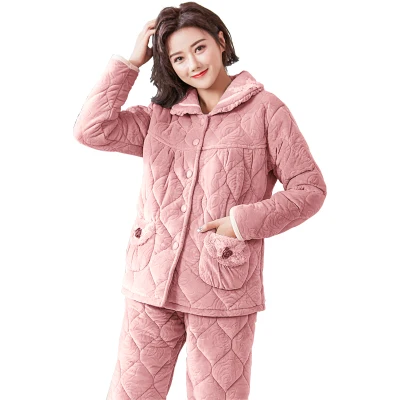 8221 Pink J& Q Новая женская пижама Розовая домашняя одежда Зимний пижамный комплект толстый теплый кардиган с лацканами бархат+ хлопковый мягкий бренд пижамы для женщин - Цвет: 8221 Pink