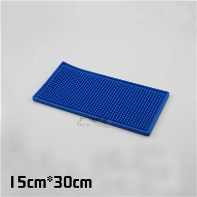 15x30cm Blue 3 размера и 4 цвета прямоугольник резиновый пивной бар сервис разлив коврик для стола черный водонепроницаемый ПВХ коврик кухня стекло подставки под столовые приборы - Цвет: 15x30cm Blue