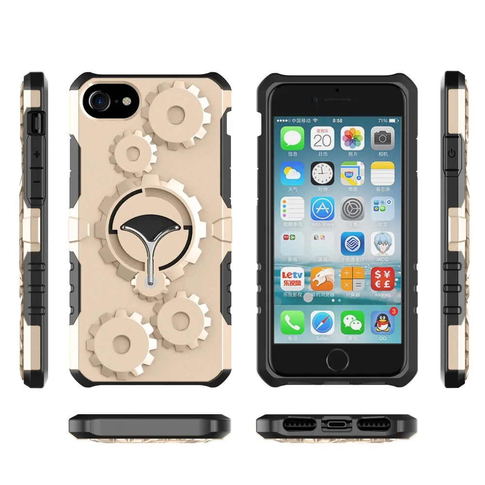 Шестерни задняя крышка с пальца кольцо для iPhone 7 6 S Plus SE 5S 5 повязку Бег телефон