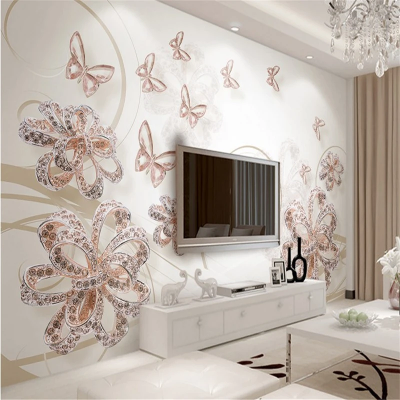 Пользовательские большие обои 3d телесного цвета великолепные ювелирные изделия