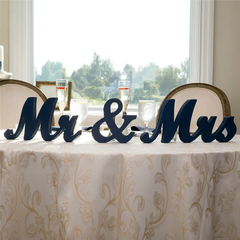 Деревянные Свадебные декоративные буквы алфавит слово Mr& Mrs отдельно стоящая Свадебная вечеринка украшение винтажный стол Декор