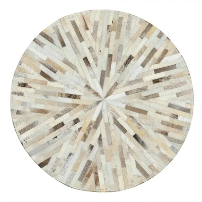 

Cowhide stitching round small carpet handpatched Nordic geometry living room tea table rug bedroom bed floor blanket.