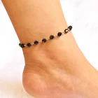Винтажные черные хрустальные бусины, подвески, пляжный браслет на ногу для женщин, браслет на лодыжку в стиле бохо, браслет ручной работы для ног, ювелирные изделия, подарки