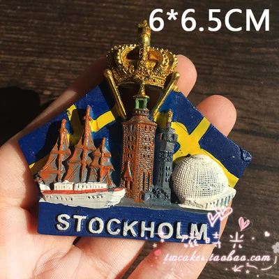 Европейский путешествия памяти Stockholm Швеция троянский холодильник магнит 3d магнит-наклейка на холодильник Путешествия Сувенир Кухня украшения