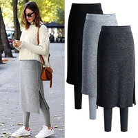 warm skirt women plus size s 6xl 2018 autumn winter thick pants with fleece velvet fake two pieces thermal skirt pant