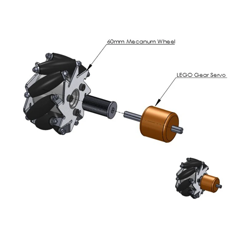 Правые алюминиевые колесики Mecanum 60 мм совместимы с Arduino Robot Project LE G O NXT и