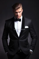 latest design custom made men suits one button velvet shawl lapel black groom tuxedos groomsmen best man wedding suits for men