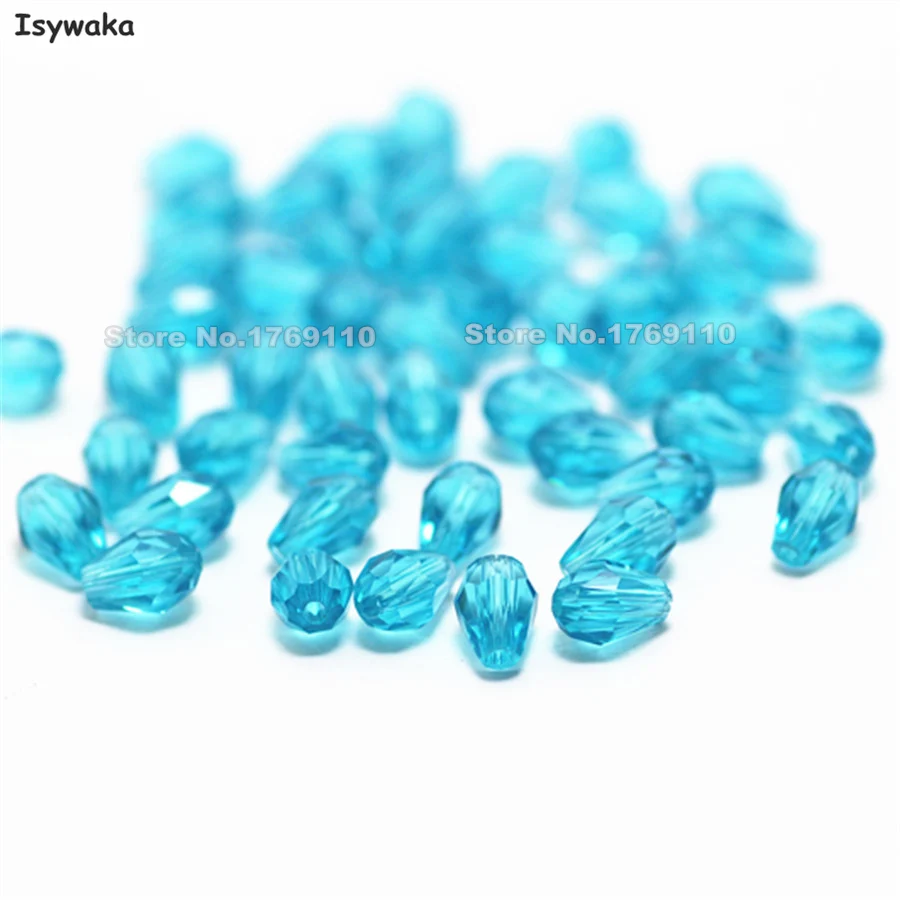 

Isywaka 100pcs Lake Blue Color Teardrop Beads Austria Crystal Beads Waterdrop Beads Loose Spacer Bead for Jewelry Making,3x5mm