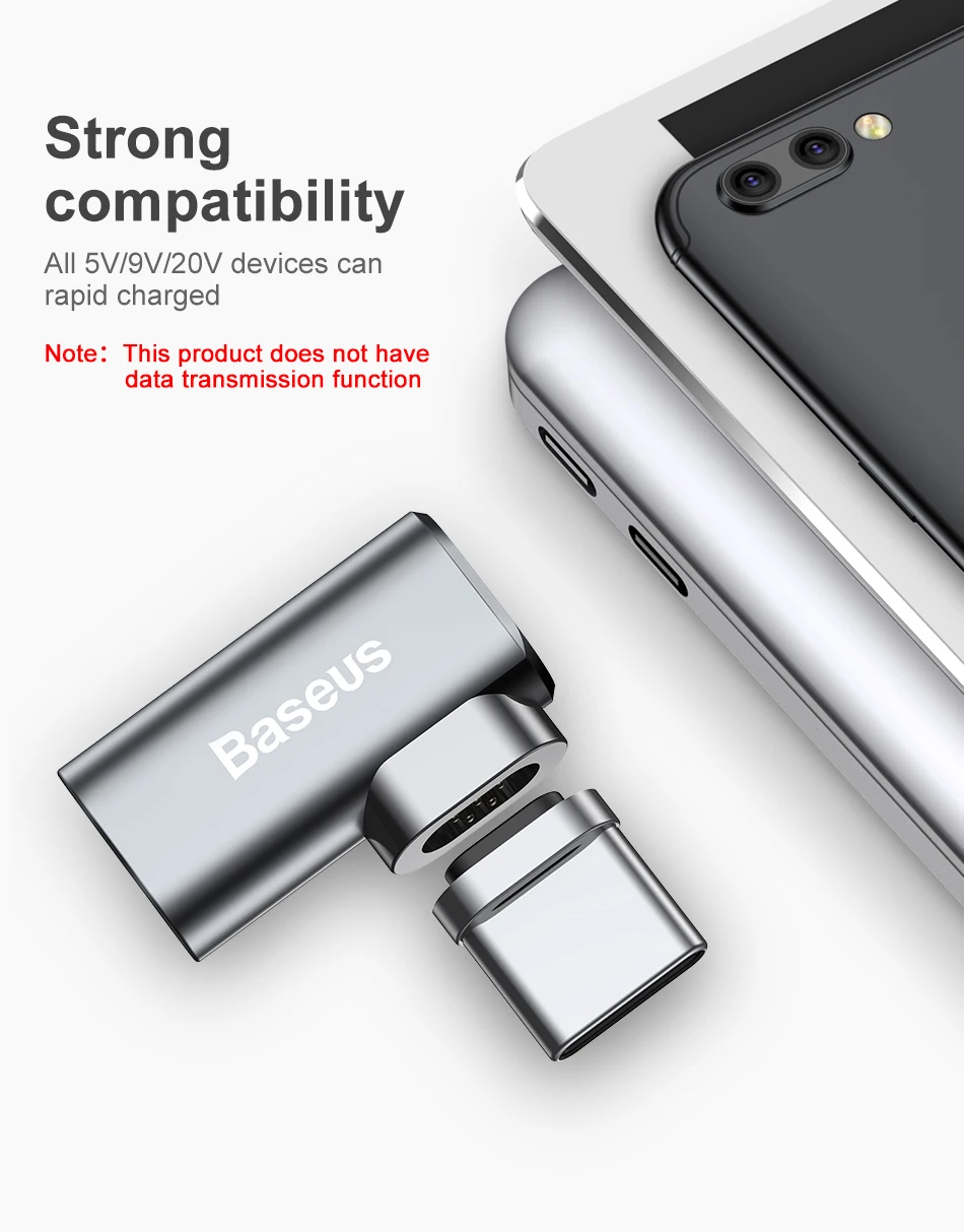 Baseus кабель usb type-C к магнитному адаптеру type-C для Macbook samsung s8 s9 OnePlus 5 5T 6 быстрая зарядка магнит USB-C разъем