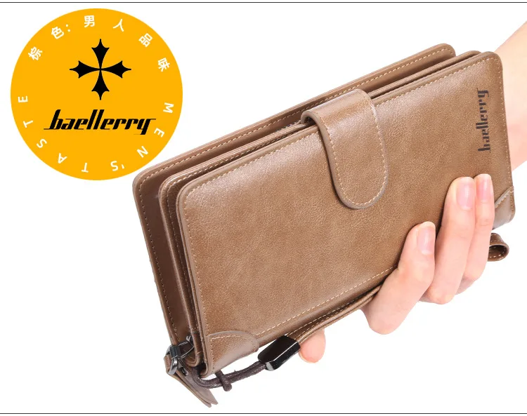 Baellerry, мужские длинные кошельки, стильный держатель для карт, мужской кошелек, качественная молния, большая емкость, большой бренд, Роскошный кошелек для мужчин