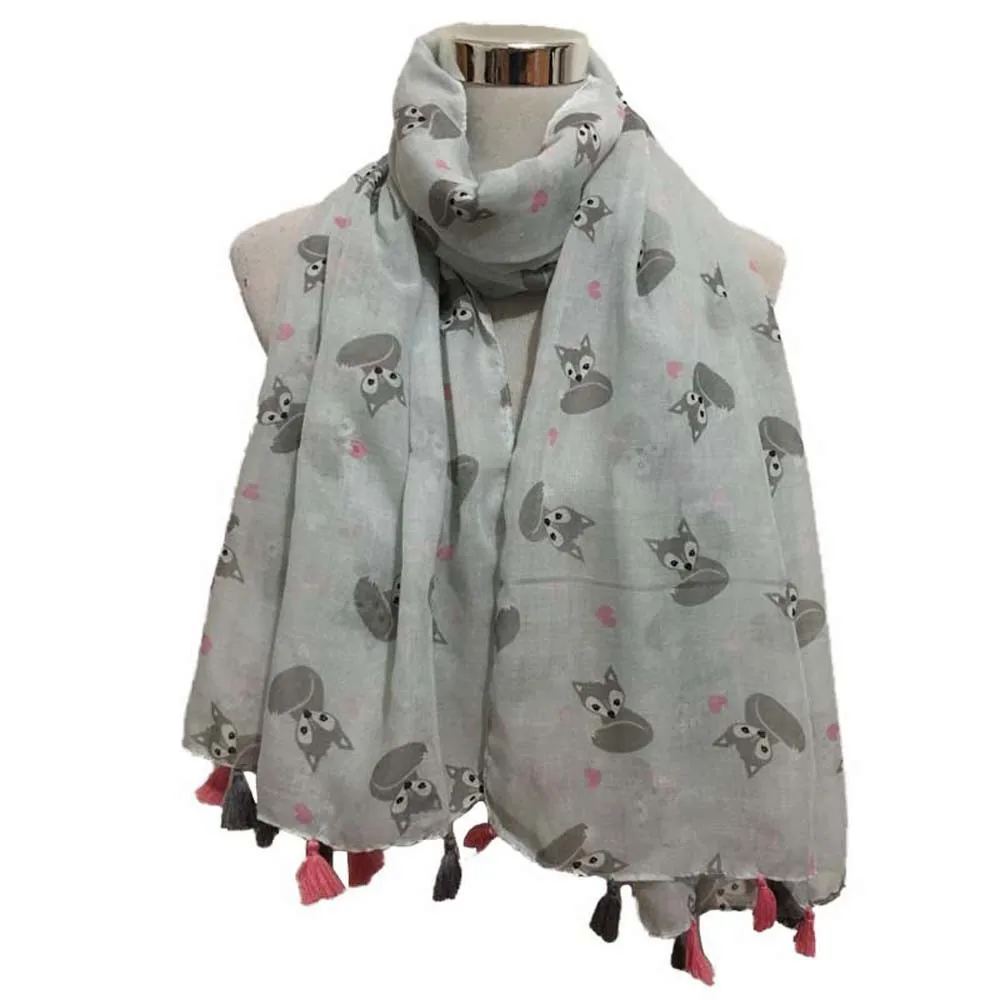 Женский шарф-пашминовый шарф с лисьим принтом | Аксессуары для одежды