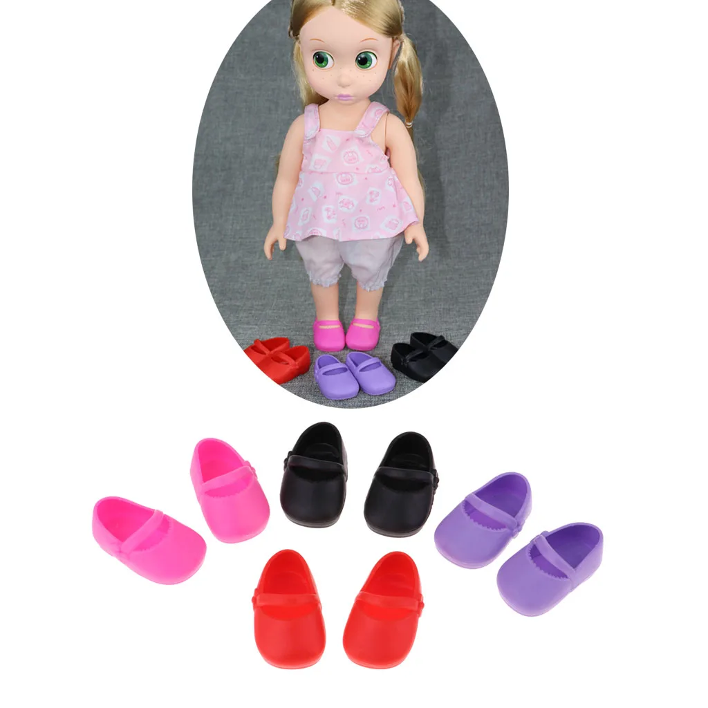 

Plastic material 4 Pairs Plastic Sinlge Shoes Flats for 16inch Dolls Clothing Accessories or other the same size feet dolls