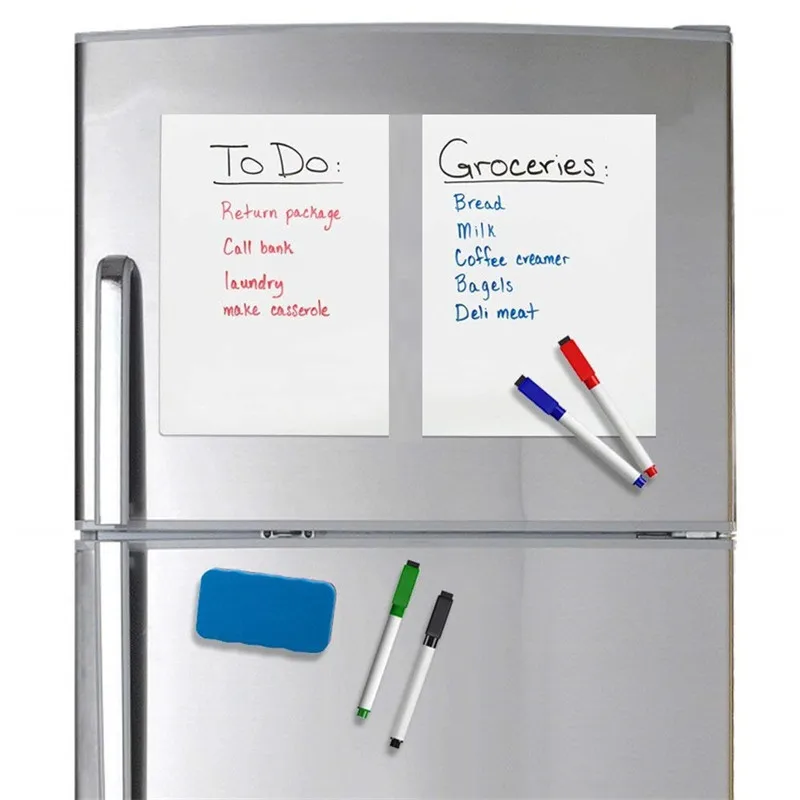 A5 Size Magnetic Whiteboard Fridge Magnets Dry Wipe White Board Marker Eraser Writing Record Message Board Remind Memo Pad Kid