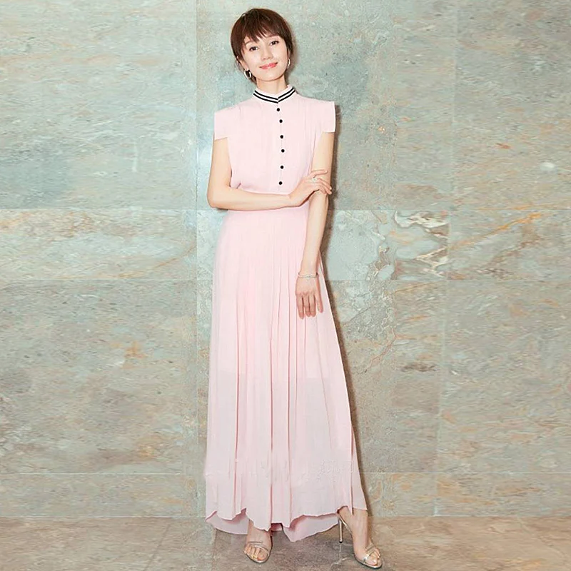 Женское длинное платье шифоновое без рукавов в винтажном стиле для вечеринок и