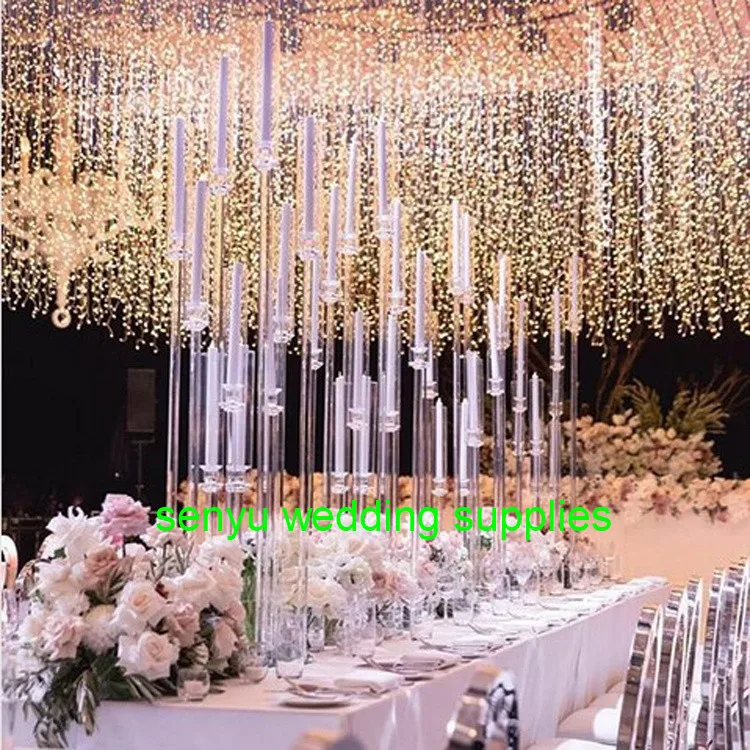 Glass Crystal Candelabra For Wedding Display With The  Wedding Hurricane Cups Senyu78