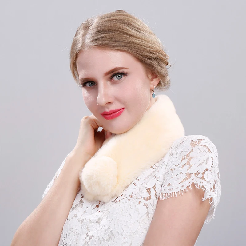 China Made Scarves By Rex Rabbit Fur Thicker Than Regular Ones Scarf For Neck Keep Warm In Winter And Autumn | Аксессуары для