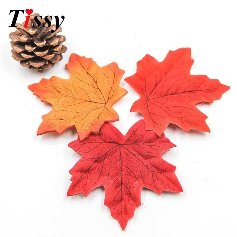 9CM 100Pcs Artifical Maple Leaves Fake Autumn Fall Leaf Wedding Party Decoration Craft Art Home Bedroom Wall Book Decor | Дом и сад