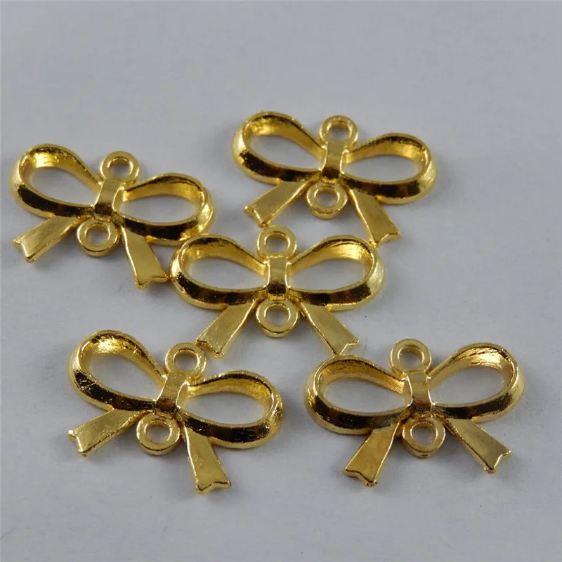 10 шт./лот маленькие металлические подвески с бантиком для изготовления ювелирных