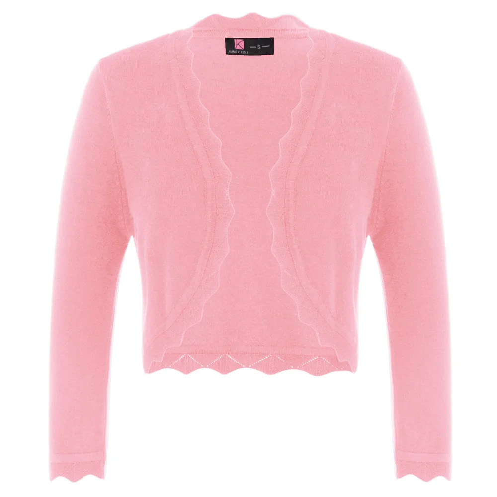 Женское пальто с рукавом 3/4 открытое переднее укороченное болеро элегантное