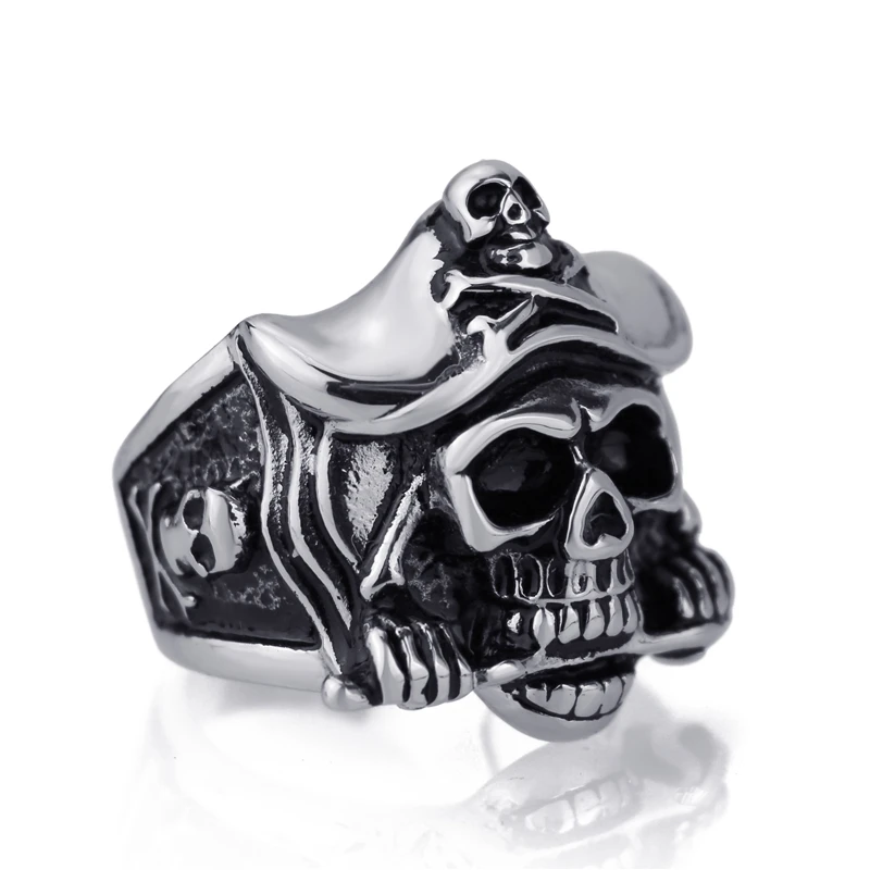 

Elfasio Mens Pirate Skull 316L Stainless Steel Ring Punk Biker Wholesle Jewelry