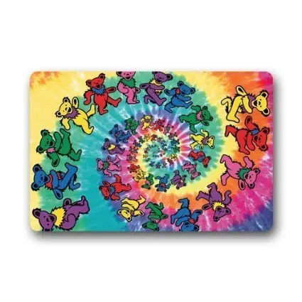 Custom Grateful Dead 3D Dancing Bears Spiral Tapestry Decorative Doormat Indoor/Outdoor Non-woven Fabric Door Mats | Дом и сад