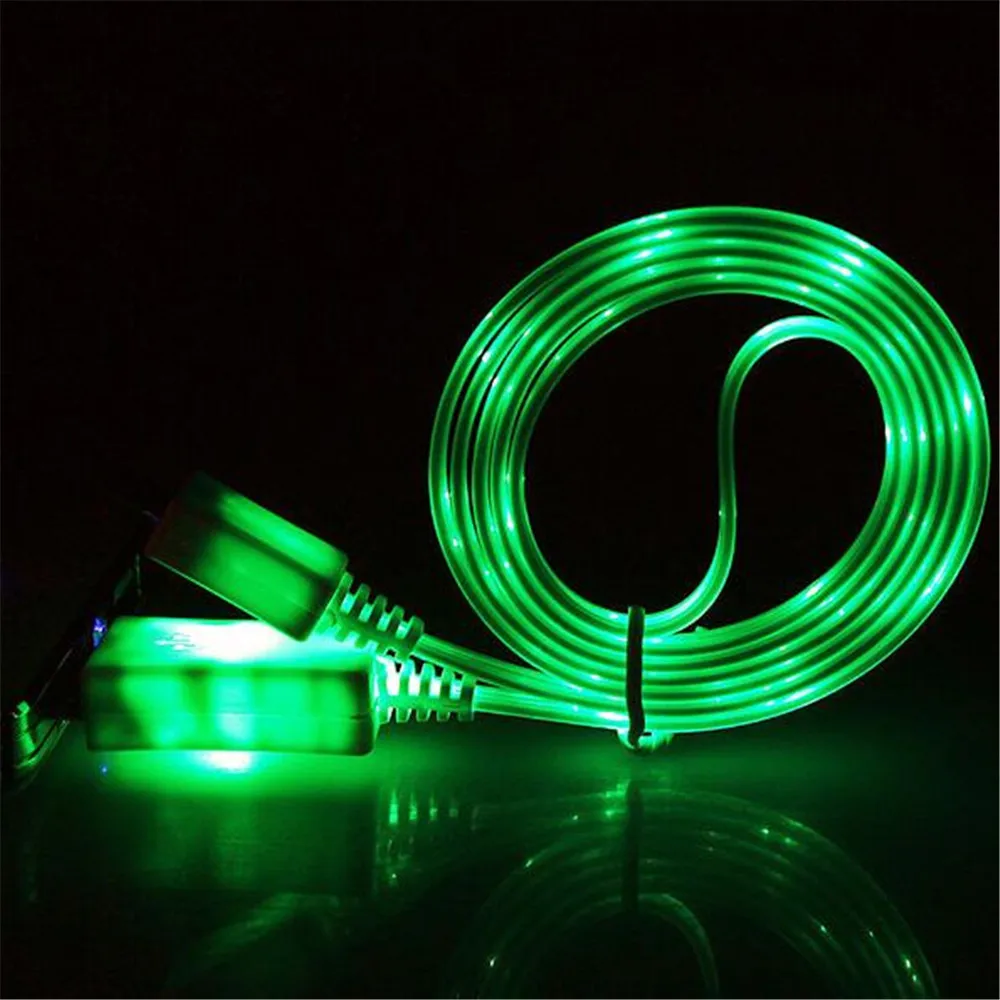 Green USB кабель Micro USB кабель светящийся светодиодный светящийся зарядный кабель синхронизировать мобильный телефон Android кабели samsung huawei Xiaomi htc LG - Тип штекера: Green