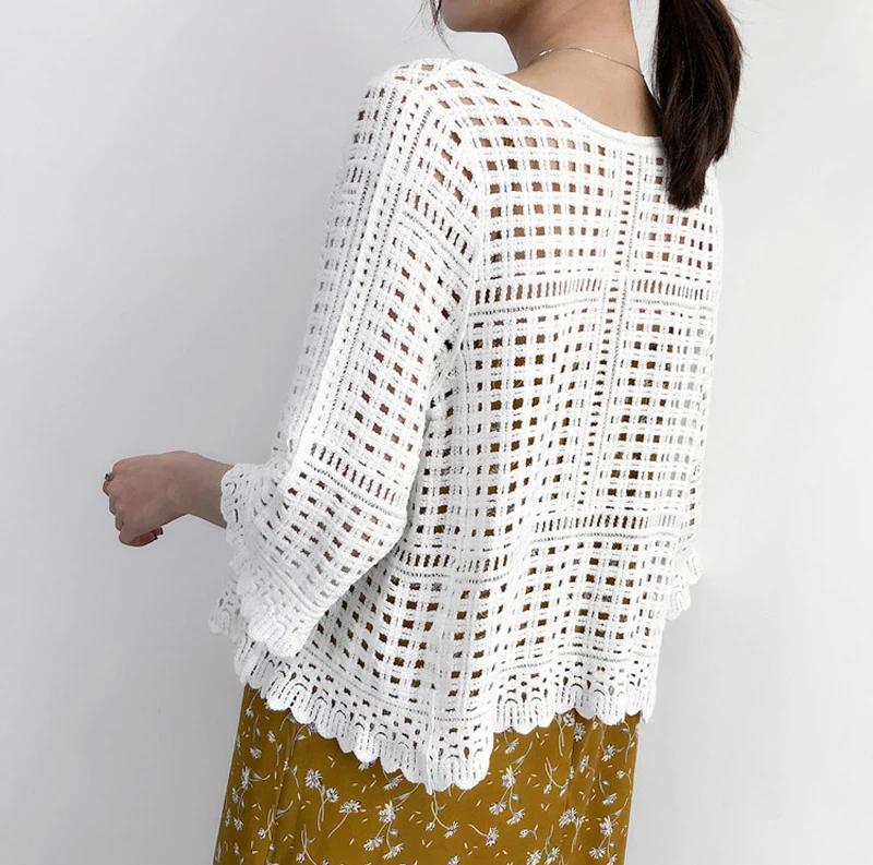 Женский ажурный кружевной тонкий топ с открытым швом летний Повседневный