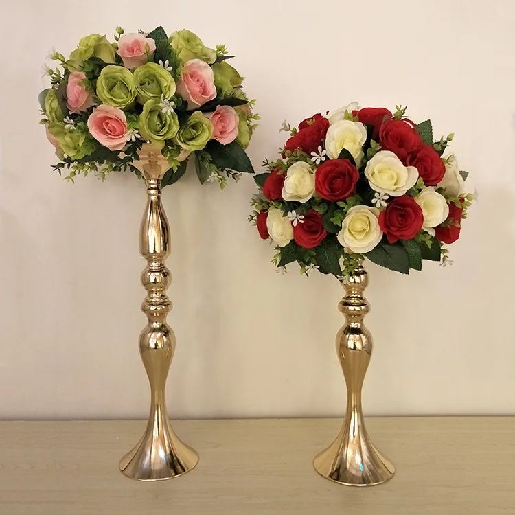

3 цвета металла подсвечники 50 см/20 "Цветок стойка для вазы подсвечник свадебного стола центральным события дорога свинец подсвечников