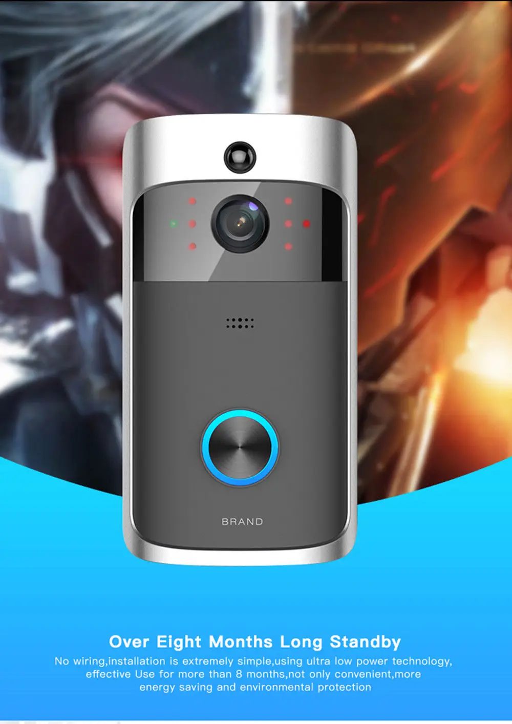 WiFi Интеллектуальный видео дверной звонок HD 720P визуальная камера кольцо IR + Dingdong
