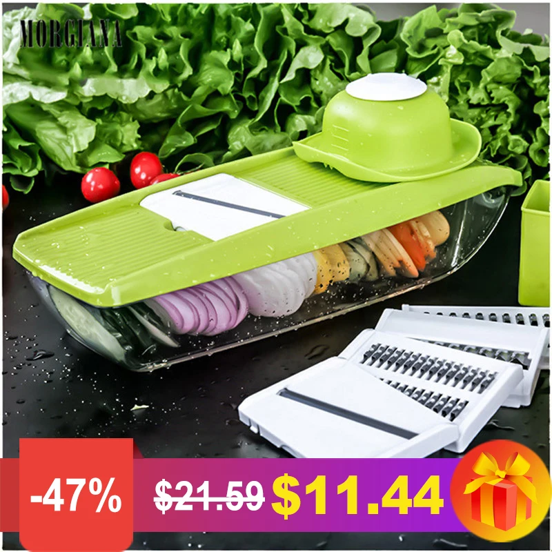 

MORGIANA 5 In 1 Multi-Purpose Fruit Vegetable Tools Mandoline Slicer Manual Vegetable Cutter Stainless Steel Blade Kitchien Tool
