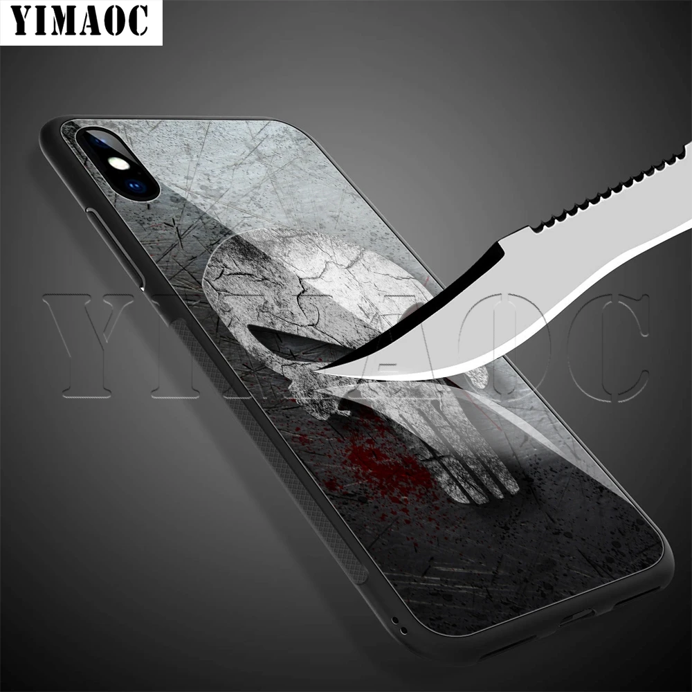 YIMAOC Marvel Каратель чехол из закаленного стекла для iPhone 11 Pro XS MAX XR X 8 7 6 6S Plus