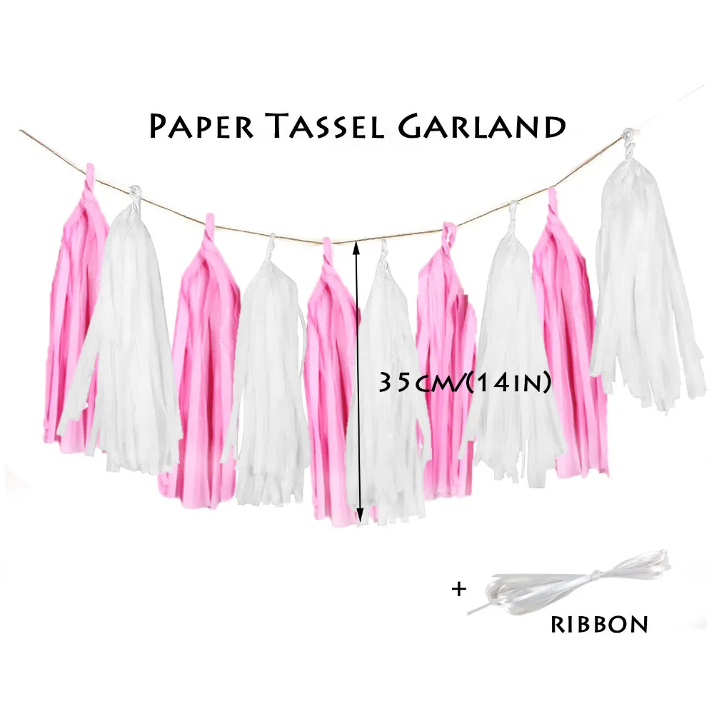 9pcs Blue/Pink Hanging Paper Decoration Kit Fan Rosettes Tassel Garland Banner Birthday for Boy/Girl First Party | Дом и сад