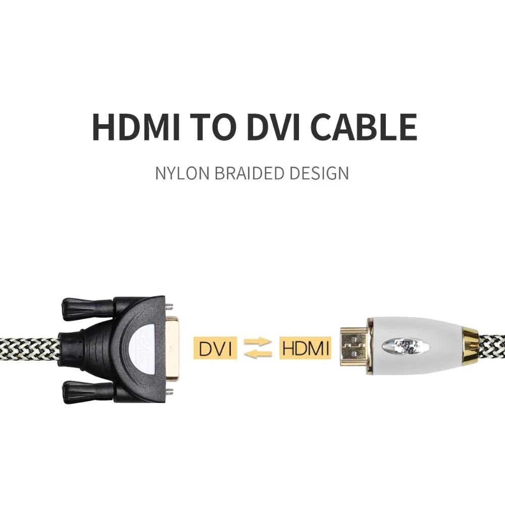 Нейлоновый плетеный кабель HDMI DVI аудио видео Папа папа для ПК монитора HDTV