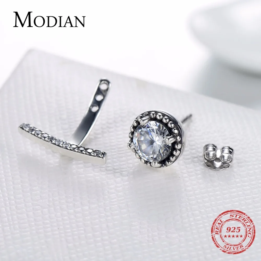 

Modian High Quality 6Ct Clear CZ Fashion Real 925 Sterling Silver Stud Earrings Sparking Classic Vintage For Women Jewelry