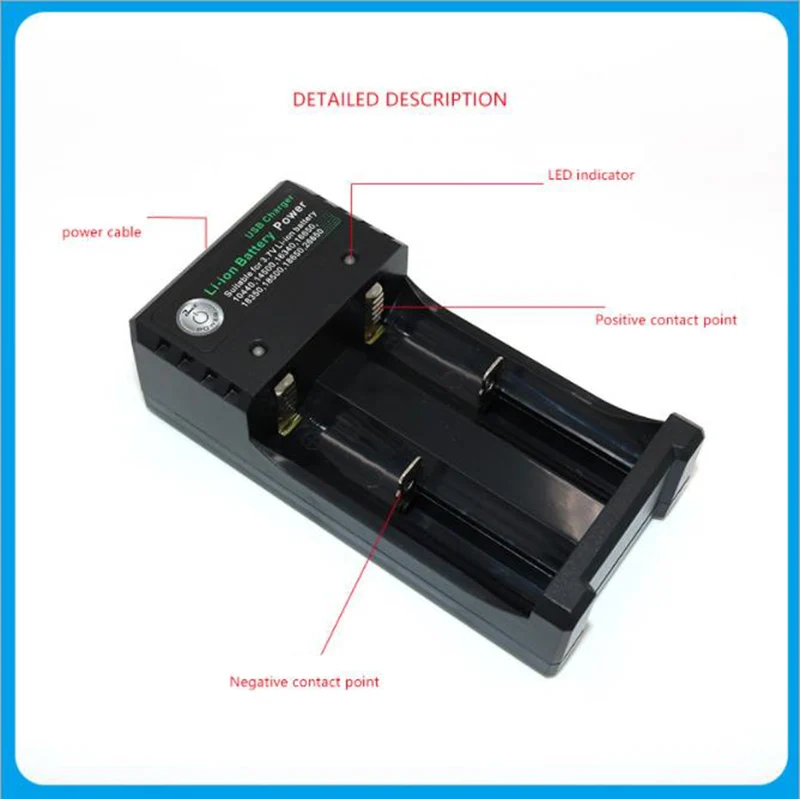 18650 USB unversal зарядное устройство 2 слота 4 V с линией для литиевой батареи и бликов