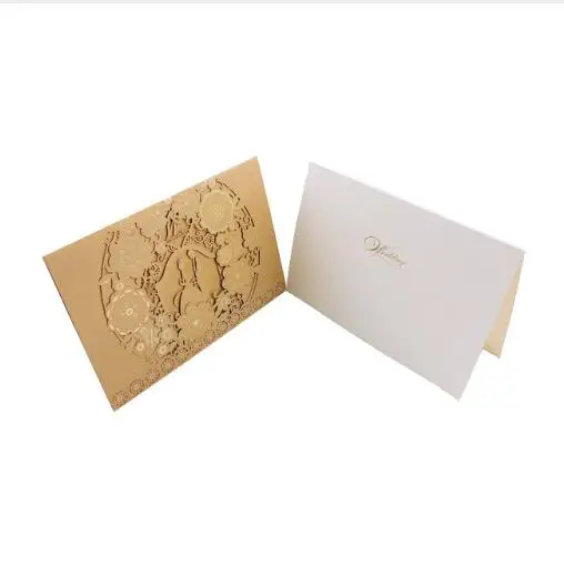 Cover and inner card 100 шт Золотая Белая лазерная резка, для свадьбы пригласительная открытка жених Жених Свадебный поздравительная открытка настроить свадебное украшение для вечеринок - Цвет: Cover and inner card
