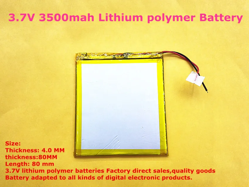 

Size 408080 3.7V 3500mah Lithium polymer Battery with Board For PDA Tablet PCs Diital Products