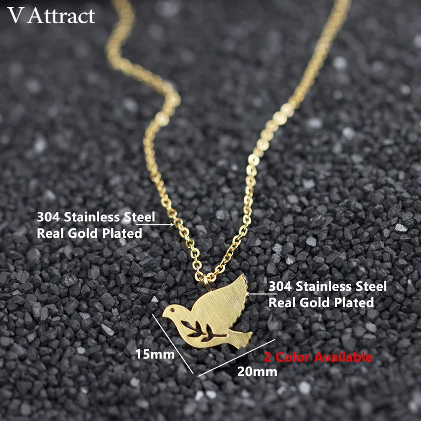 V Attract 2017 Cute Branch Bird Pendants Necklace Women Fashion Jewelry Chain Peace Dove Choker Couple Charm Collier | Украшения и