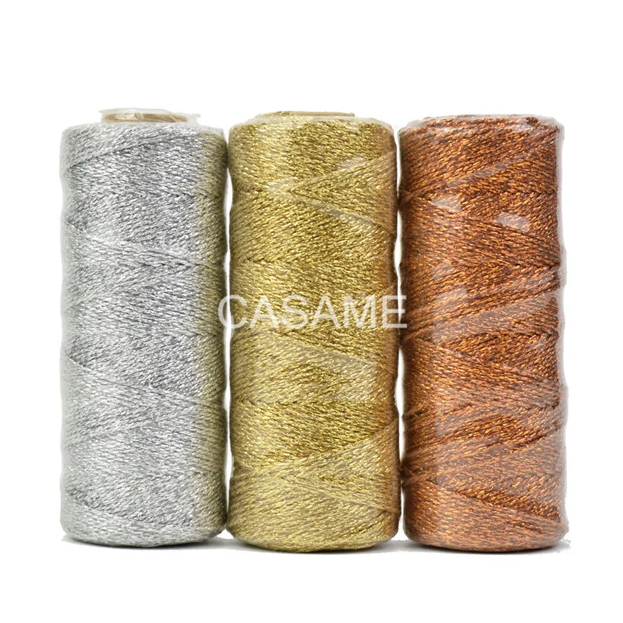Бейкер шпагат в полоску 110yard12ply полосатый DIY металлик Золотой Серебряный твист веревка Бейкер шпагат Ремесло Подарочная упаковка катушки