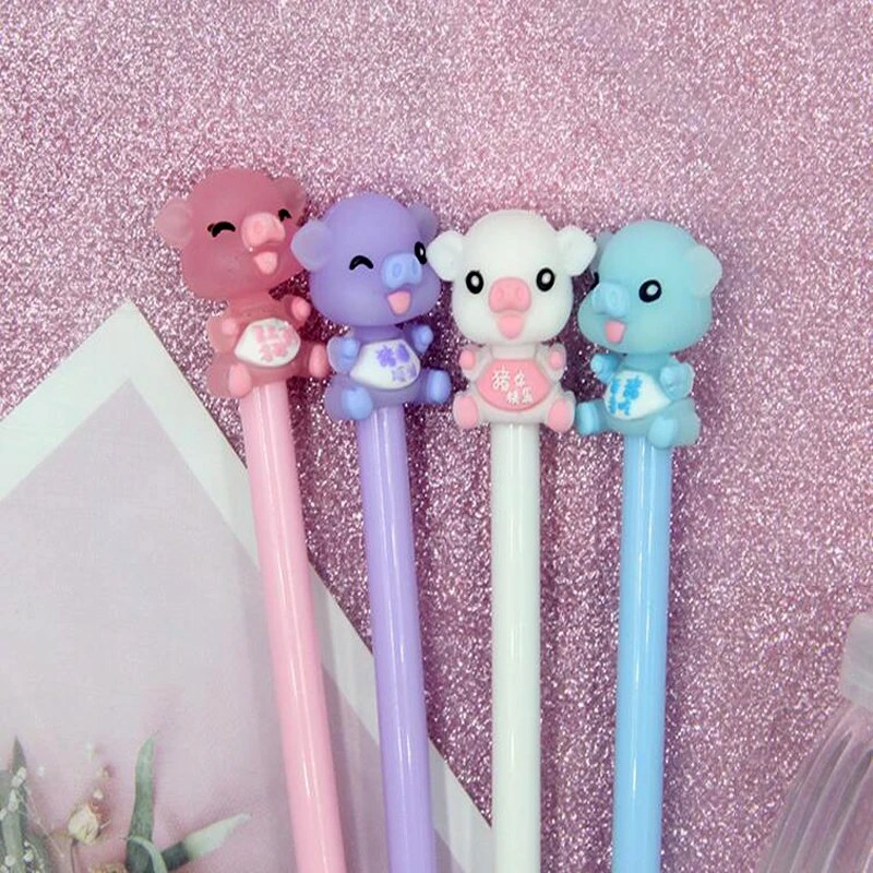

Novel Kawaii pig baby 0.5mm gel pen Office School Supplies Prize Student Black blue red 3 color ink gel pen writing stationery